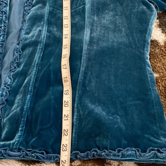 Chicos Velvet Dark Teal Open Front Jacket w/ Matching Scarf Size 2(L/12) - Picture 7 of 11